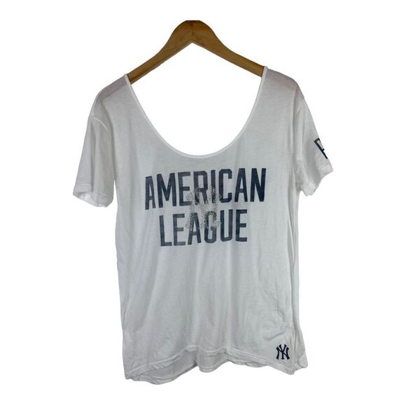 VICTORIAS SECRET Love Pink New York Yankees Low Back Tee Size M American League - Picture 6 of 6